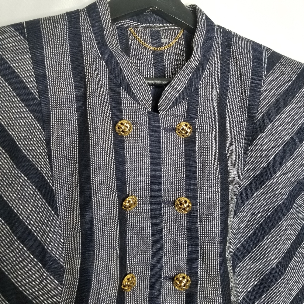Doncaster Vintage Blue and Gold Button Jacket - Picture 2 of 4
